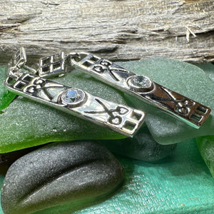 Art Deco Earrings, Scotland Jewelry, Mackintosh Jewelry, Silver Post Earrings, Anniversary Gift, Celtic Earrings, Rose Jewelry, Mom Gift