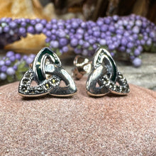 Load image into Gallery viewer, Celtic Knot Earrings, Irish Jewelry, Celtic Jewelry, Trinity Knot Post Earrings, Norse Jewelry, Triquetra Stud Earrings, Ireland Earrings
