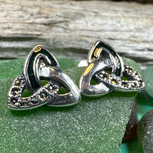 Load image into Gallery viewer, Celtic Knot Earrings, Irish Jewelry, Celtic Jewelry, Trinity Knot Post Earrings, Norse Jewelry, Triquetra Stud Earrings, Ireland Earrings