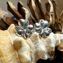 Load image into Gallery viewer, Shamrock Earrings, Celtic Jewelry, Irish Jewelry, Clover Jewelry, Anniversary Gift, Ireland Gift, Graduation Gift, Wife Gift, Marcasite