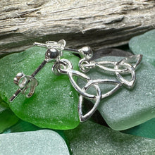 Load image into Gallery viewer, Trinity Knot Earrings, Celtic Knot Jewelry, Irish Jewelry, Celtic Post Earrings, Graduation Gift, Silver Scottish Jewelry, Graduation Gift
