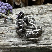 Load image into Gallery viewer, Thistle Necklace, Rose Pendant, Amethyst Scottish Jewelry, Celtic Necklace, Flower Necklace, Bridal Jewelry, Scotland Pendant, Outlander