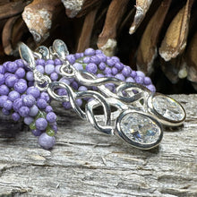 Load image into Gallery viewer, Celtic Knot Earrings, Silver Post Earrings, Irish Jewelry, Scottish Drop Earrings, Silver Ireland Gift, Scotland Gift, Diamond Earrings