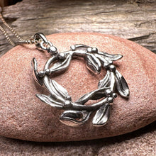 Load image into Gallery viewer, Mistletoe Necklace, Celtic Jewelry, Leaf Jewelry, Ireland Gift, Irish Jewelry, Scotland Jewelry, Silver Anniversary Gift, Graduation Gift