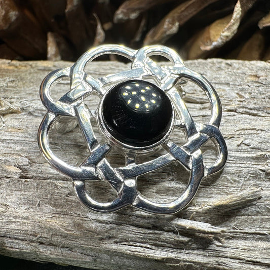 Celtic Knot Brooch, Celtic Jewelry, Irish Pin, Scotland Brooch, Celtic Onyx Brooch, Anniversary Gift, Celtic Knot Pin, Ireland Gift, Norse