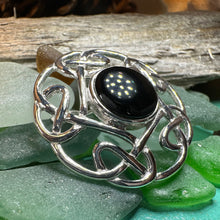 Load image into Gallery viewer, Celtic Knot Brooch, Celtic Jewelry, Irish Pin, Scotland Brooch, Celtic Onyx Brooch, Anniversary Gift, Celtic Knot Pin, Ireland Gift, Norse