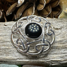 Load image into Gallery viewer, Celtic Knot Brooch, Celtic Jewelry, Irish Pin, Scotland Brooch, Celtic Onyx Brooch, Anniversary Gift, Celtic Knot Pin, Ireland Gift, Norse