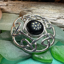 Load image into Gallery viewer, Celtic Knot Brooch, Celtic Jewelry, Irish Pin, Scotland Brooch, Celtic Onyx Brooch, Anniversary Gift, Celtic Knot Pin, Ireland Gift, Norse