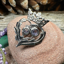 Load image into Gallery viewer, Luckenbooth Brooch, Scotland Jewelry, Celtic Brooch, Bridal Jewelry, Amethyst Pin, Anniversary Gift, Wife Gift, Luckenbooth Pin, Mom Gift