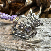 Load image into Gallery viewer, Luckenbooth Brooch, Scotland Jewelry, Celtic Brooch, Bridal Jewelry, Amethyst Pin, Anniversary Gift, Wife Gift, Luckenbooth Pin, Mom Gift
