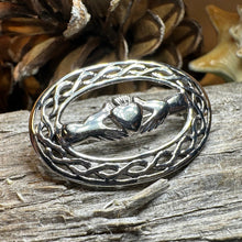 Load image into Gallery viewer, Claddagh Brooch, Irish Jewelry, Sterling Silver Ireland Brooch, Silver Bride Pin, Claddagh Pin, Celtic Brooch, Celtic Pin, Wife Gift