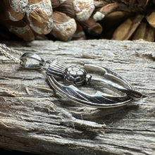 Load image into Gallery viewer, Thistle Necklace, Scottish Pendant, Silver Scotland Jewelry, Outlander Jewelry, Wife Gift, Friendship Gift, Nature Jewelry, Anniversary Gift