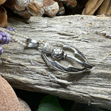 Load image into Gallery viewer, Thistle Necklace, Scottish Pendant, Silver Scotland Jewelry, Outlander Jewelry, Wife Gift, Friendship Gift, Nature Jewelry, Anniversary Gift