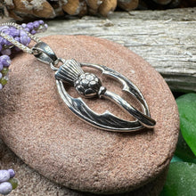 Load image into Gallery viewer, Thistle Necklace, Scottish Pendant, Silver Scotland Jewelry, Outlander Jewelry, Wife Gift, Friendship Gift, Nature Jewelry, Anniversary Gift