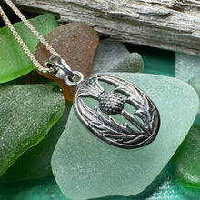Load image into Gallery viewer, Thistle Necklace, Scotland Jewelry, Scottish Pendant, Anniversary Gift, Silver Celtic Jewelry, Gift for Her, Flower Jewelry, Girlfriend Gift