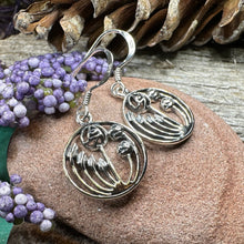 Load image into Gallery viewer, Rose Earrings, Scotland Jewelry, Mackintosh Drop Earrings, Silver Anniversary Gift, Flower Earrings, Nature Jewelry, Art Deco Jewelry