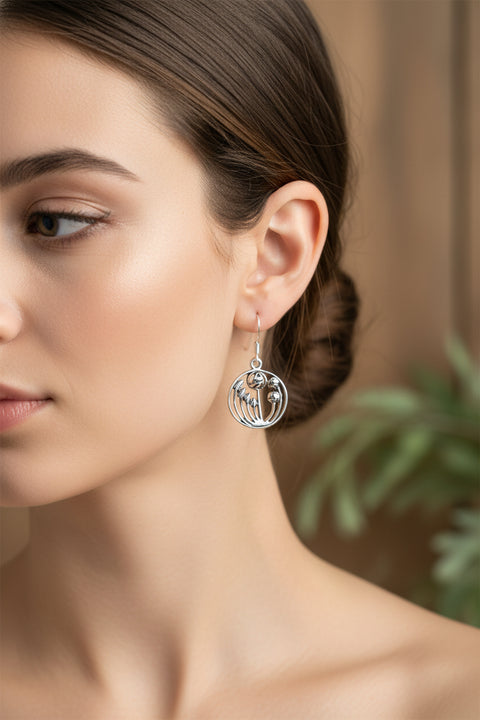 Load image into Gallery viewer, Rose Earrings, Scotland Jewelry, Mackintosh Drop Earrings, Silver Anniversary Gift, Flower Earrings, Nature Jewelry, Art Deco Jewelry