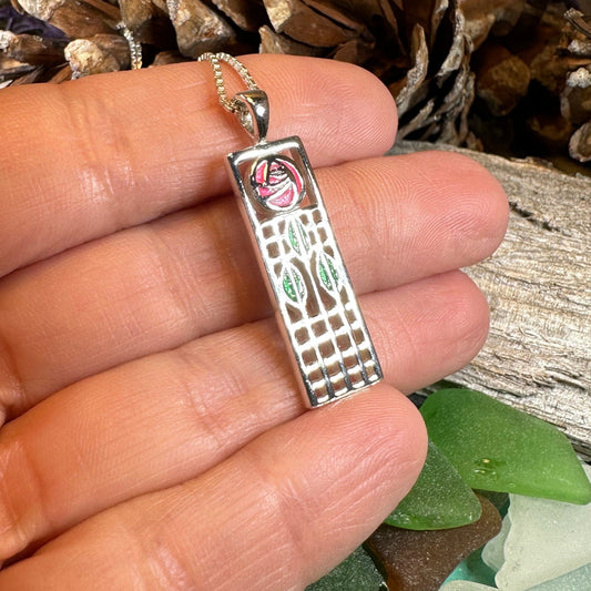 Mackintosh Rose Necklace, Scotland Jewelry, Celtic Jewelry, Rose Jewelry, Art Deco Pendant, Anniversary Gift, Scottish Necklace, Wife Gift