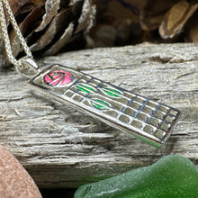 Load image into Gallery viewer, Mackintosh Rose Necklace, Scotland Jewelry, Celtic Jewelry, Rose Jewelry, Art Deco Pendant, Anniversary Gift, Scottish Necklace, Wife Gift