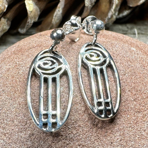 Load image into Gallery viewer, Rose Earrings, Scotland Jewelry, Mackintosh Post Earrings, Silver Anniversary Gift, Flower Earrings, Nature Jewelry, Art Deco Jewelry