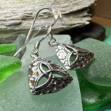 Load image into Gallery viewer, Trinity Knot Earrings, Celtic Jewelry, Irish Jewelry, Celtic Knot Jewelry, Scottish Earrings, Wife Gift, Silver Dangle Earrings, Pagan Gift