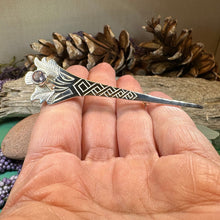 Load image into Gallery viewer, Thistle Kilt Pin, Celtic Brooch, Scotland Jewelry, Scottish Gift, Celtic Wedding, Groom Gift, Thistle Jewelry, Scarf Pin, Silver Celtic Pin