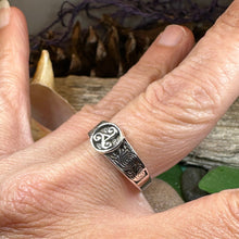 Load image into Gallery viewer, Triple Spiral Ring, Celtic Ring, Irish Jewelry, Celtic Knot Jewelry, Irish Ring, Irish Dance Gift, Celtic Spiral, Pagan Ring, Wiccan Ring