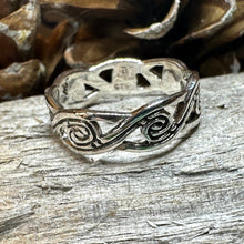 Load image into Gallery viewer, Triple Spiral Ring, Celtic Ring, Irish Jewelry, Celtic Knot Jewelry, Irish Ring, Irish Dance Gift, Celtic Spiral, Pagan Ring, Wiccan Ring