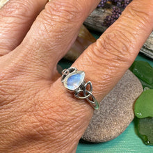 Load image into Gallery viewer, Celtic Knot Ring, Celtic Jewelry, Irish Jewelry, Moonstone Ring, Irish Ring, Irish Dance Gift, Anniversary Gift, Scottish Ring, Wiccan Ring