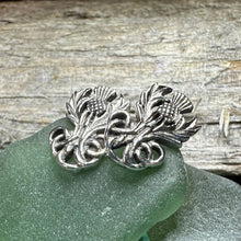 Load image into Gallery viewer, Thistle Earrings, Flower Jewelry, Scotland Jewelry, Celtic Jewelry, Graduation Gift, Anniversary Gift, Silver Stud Earrings, Post Earrings
