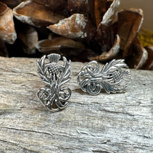 Load image into Gallery viewer, Thistle Earrings, Flower Jewelry, Scotland Jewelry, Celtic Jewelry, Graduation Gift, Anniversary Gift, Silver Stud Earrings, Post Earrings