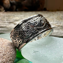 Load image into Gallery viewer, Celtic Dragon Ring, Celtic Ring, Scottish Promise Ring, Silver Ring, Irish Ring, Wedding Band, Anniversary Gift, Ireland Ring, Wiccan Ring