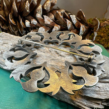 Load image into Gallery viewer, Thistle Brooch, Celtic Pin, Scottish Jewelry, Mom Gift, Large Celtic Brooch, Fly Plaid Pin, Wife Gift, Scotland Pin, Pewter Pin, Tartan Pin