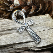 Load image into Gallery viewer, Celtic Ahnk Necklace, Key of Life Pendant, Celtic Jewelry, Egyptian Symbol, Moonstone Pendant, Cancer Survivor Gift, Recovery Gift, Cross