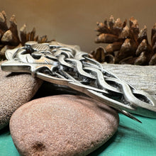 Load image into Gallery viewer, Thistle Kilt Pin, Scottish Pin, Celtic Knot Jewelry, Scotland Jewelry, Celtic Brooch, Men's Tartan Pin, Groom Gift, Dad Gift, Bagpiper Gift