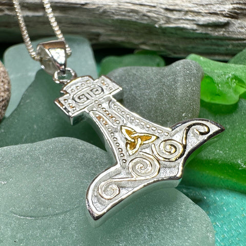 Load image into Gallery viewer, Thor's Hammer Necklace, Norse Necklace, Viking Jewelry, Celtic Knot Jewelry, Celtic Jewelry, Mjöllnir Pendant, Anniversary Gift, Dad Gift