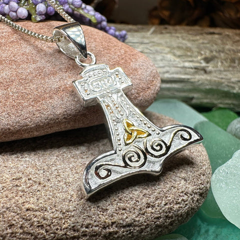 Load image into Gallery viewer, Thor's Hammer Necklace, Norse Necklace, Viking Jewelry, Celtic Knot Jewelry, Celtic Jewelry, Mjöllnir Pendant, Anniversary Gift, Dad Gift