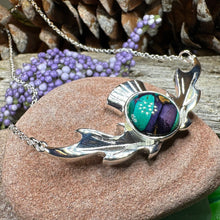Load image into Gallery viewer, Thistle Necklace, Scotland Jewelry, Heather Gem, Celtic Necklace, Nature Jewelry, Outlander Jewelry, Wiccan Necklace, Anniversary Gift
