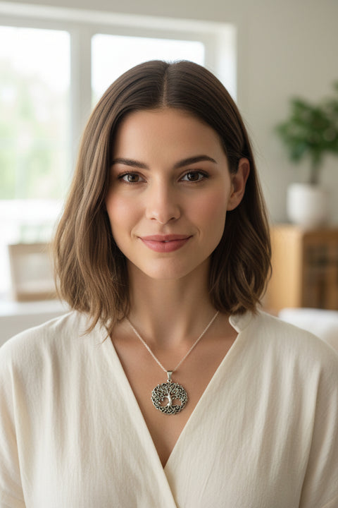Load image into Gallery viewer, Tree of Life Necklace, Celtic Jewelry, Irish Pendant, Tree Jewelry, Mom Gift, Anniversary Gift, Sterling Silver, Graduation Gift, Wife Gift