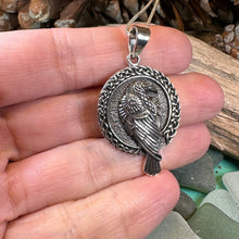 Load image into Gallery viewer, Raven Necklace, Bird Jewelry, Celtic Pendant, Silver Bird Pendant, Animal Jewelry, Pagan Jewelry, Nature Lover, Poe Jewelry, Gothic Jewelry