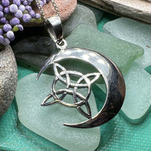 Load image into Gallery viewer, Moon Necklace, Celtic Jewelry, Celestial Jewelry, Wiccan Jewelry, Star Jewelry, Crescent Moon, Anniversary Gift, Pagan Jewelry, Mom Gift