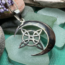 Load image into Gallery viewer, Moon Necklace, Celtic Jewelry, Celestial Jewelry, Wiccan Jewelry, Star Jewelry, Crescent Moon, Anniversary Gift, Pagan Jewelry, Mom Gift