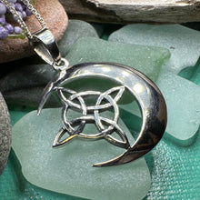 Load image into Gallery viewer, Moon Necklace, Celtic Jewelry, Celestial Jewelry, Wiccan Jewelry, Star Jewelry, Crescent Moon, Anniversary Gift, Pagan Jewelry, Mom Gift
