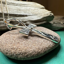 Load image into Gallery viewer, Celtic Ahnk Necklace, Key of Life Pendant, Celtic Jewelry, Egyptian Symbol, Moonstone Pendant, Cancer Survivor Gift, Recovery Gift, Cross