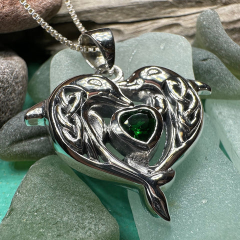 Load image into Gallery viewer, Dolphin Necklace, Celtic Jewelry, Irish Pendant, Ocean Lover Jewelry, Beach Jewelry, Fish Necklace, Nautical Jewelry, Sea Jewelry, Mom Gift