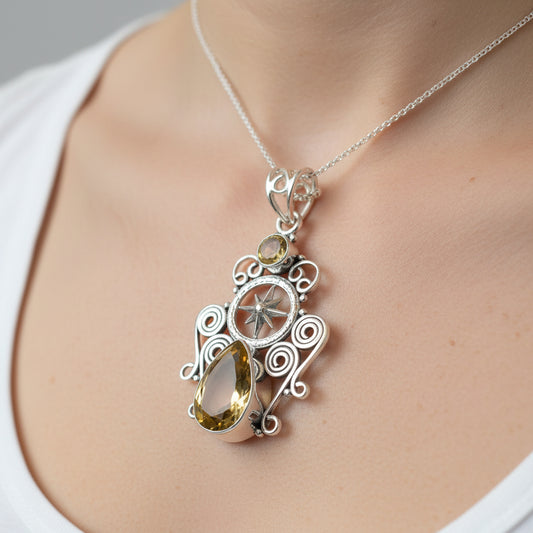 Compass Necklace, True North Pendant, Celtic Jewelry, Scotland Jewelry, Celtic Knot Pendant, Irish Jewelry, Traveller Gift, North Star Gift