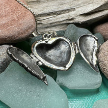 Load image into Gallery viewer, Angel Wings Necklace, Celtic Locket, Spiritual Jewelry, Angel Necklace, Wings Necklace, Silver Bridal Jewelry, Memorial Jewelry, Mom Gift