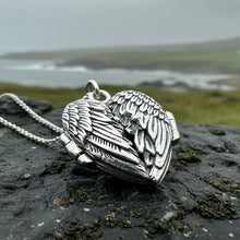 Load image into Gallery viewer, Angel Wings Necklace, Celtic Locket, Spiritual Jewelry, Angel Necklace, Wings Necklace, Silver Bridal Jewelry, Memorial Jewelry, Mom Gift