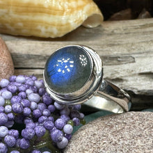 Load image into Gallery viewer, Celtic Mystic Ring, Labradorite Jewelry, Boho Statement Ring, Celestial Jewelry, Celtic Jewelry, Anniversary Gift, Wiccan Jewelry, Wife Gift