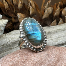 Load image into Gallery viewer, Celtic Mystic Ring, Blue Labradorite Jewelry, Statement Ring, Celestial Jewelry, Celtic Jewelry, Anniversary Gift, Wiccan Jewelry, Wife Gift